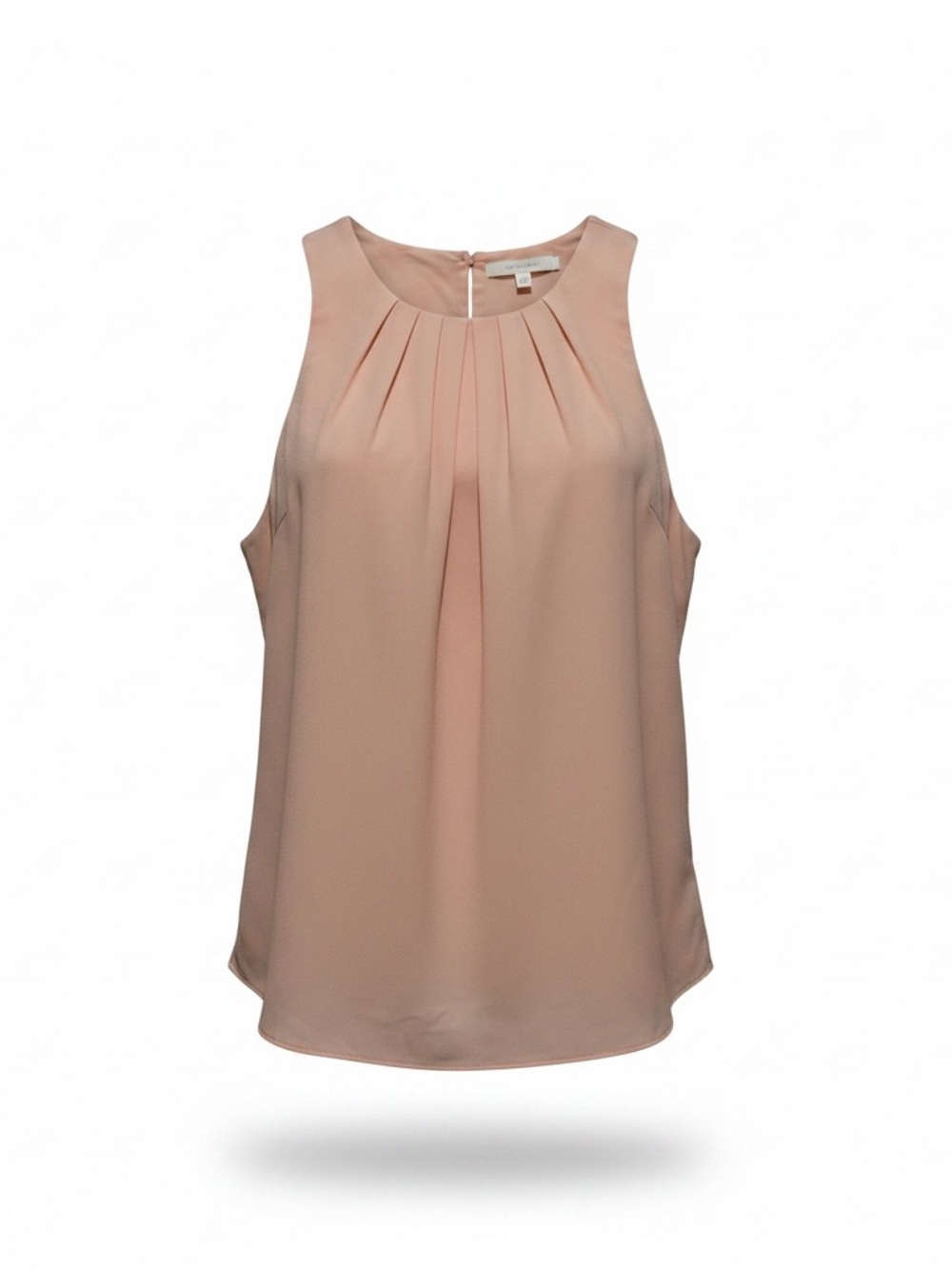 Pale Pink Sleeveless Office Chic Business Casual Pleated Neck Camisole Sz S